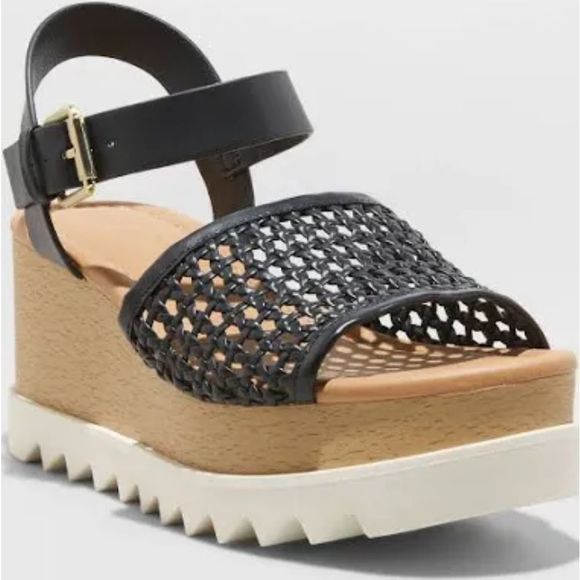 Universal Thread Shoes - (12-1918) 🔥3/$20🔥  Universal Thread Black Alba Platform Sandals Size 9